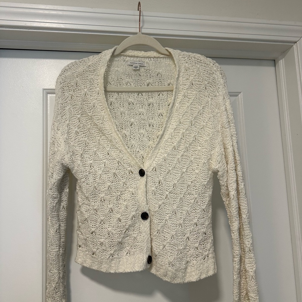 American Eagle Outfitters Cream Knit Cardigan